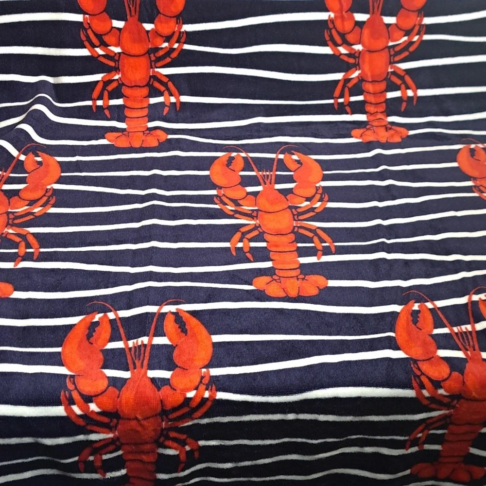 Brooks Brothers Oversized Beach Towel Lobster‎ Print 100% Cotton 36x72 Nautical